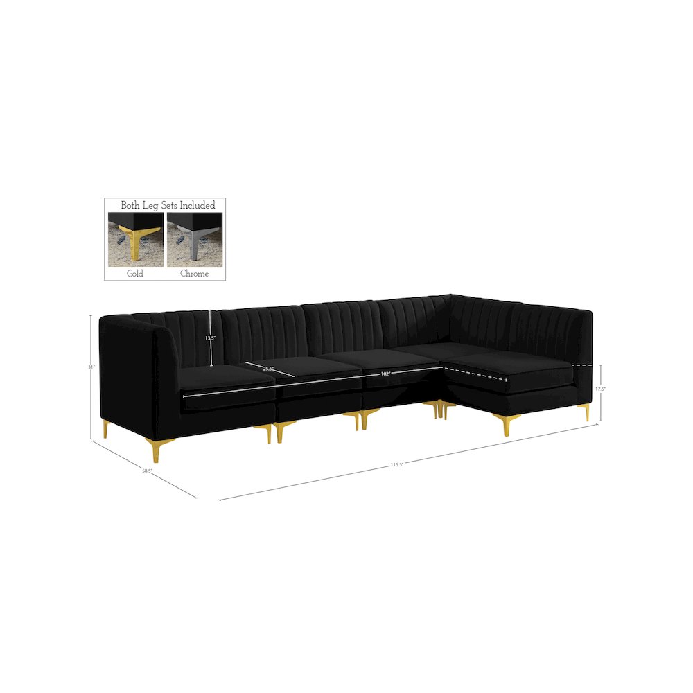 Alina Black Velvet Modular Sectional