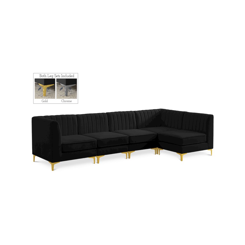 Alina Black Velvet Modular Sectional