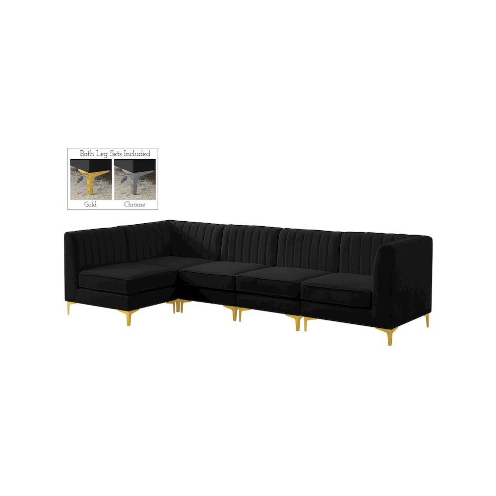 Alina Black Velvet Modular Sectional