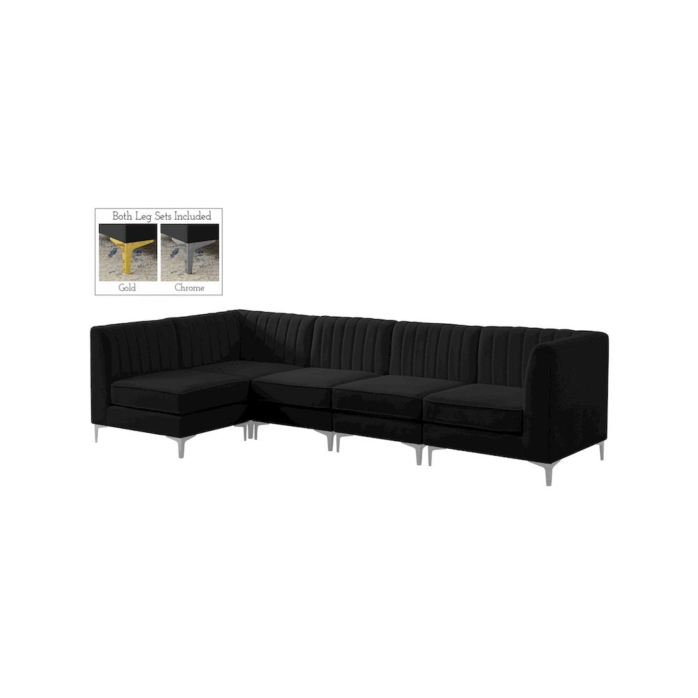 Alina Black Velvet Modular Sectional