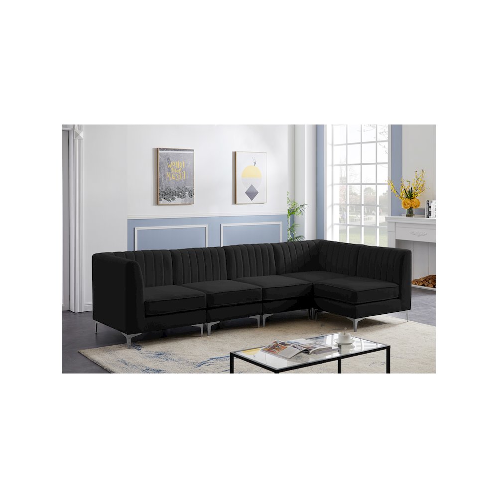 Alina Black Velvet Modular Sectional