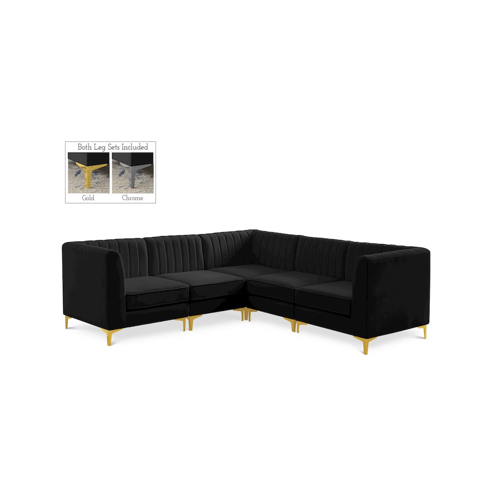 Alina Black Velvet Modular Sectional