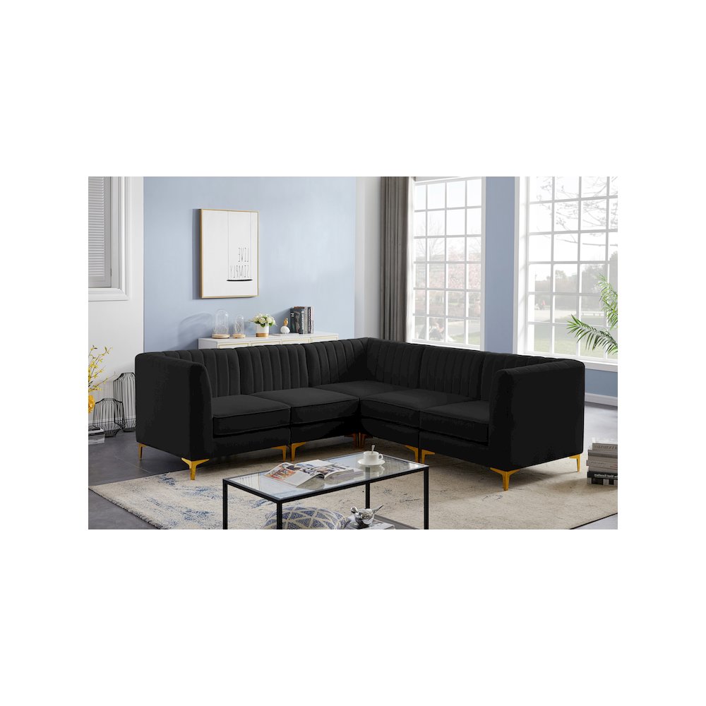 Alina Black Velvet Modular Sectional