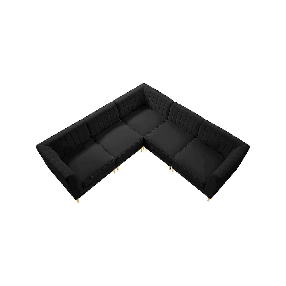 Alina Black Velvet Modular Sectional