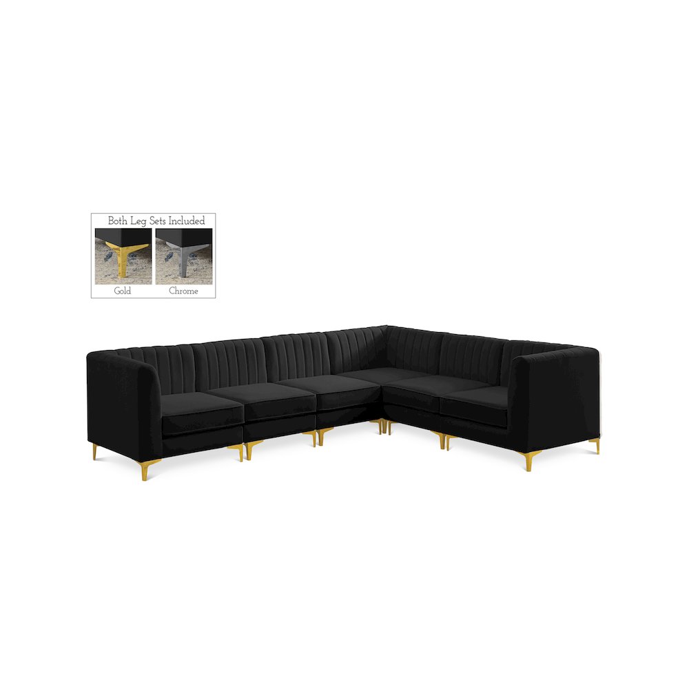 Alina Black Velvet Modular Sectional