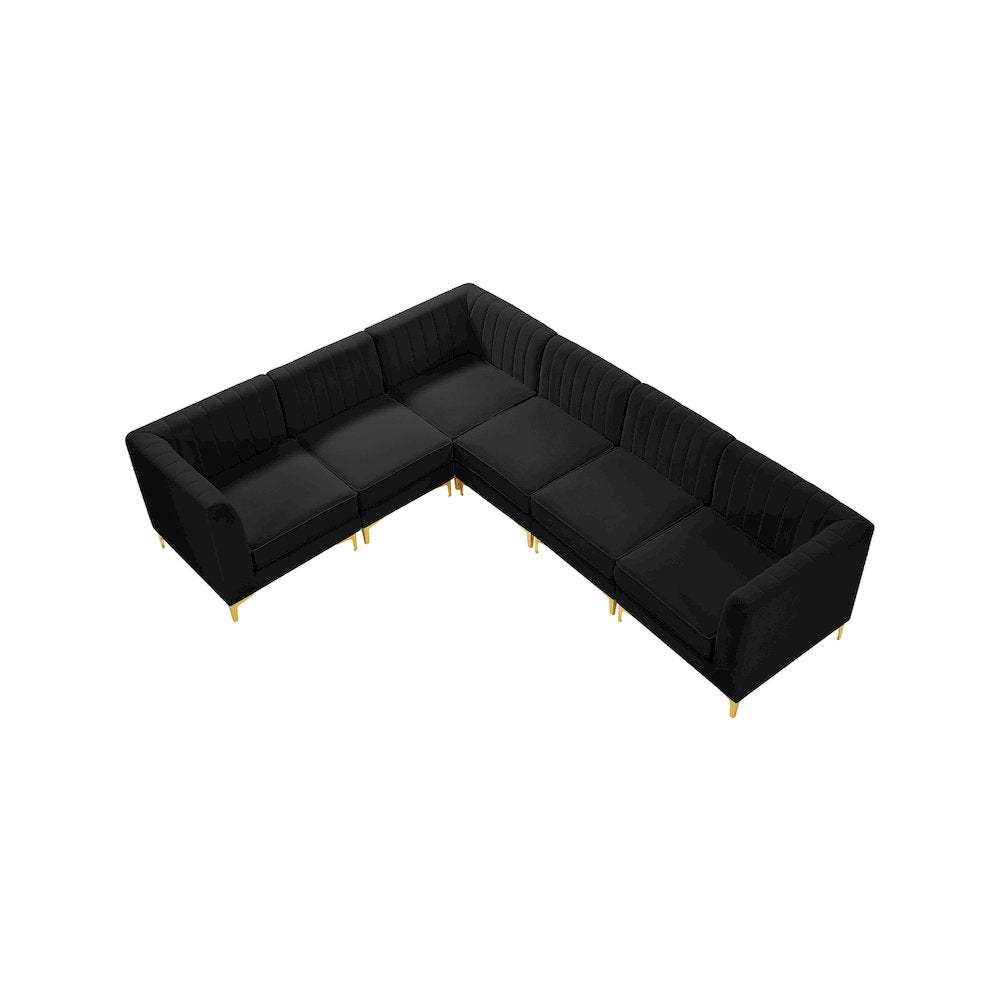 Alina Black Velvet Modular Sectional