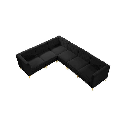 Alina Black Velvet Modular Sectional
