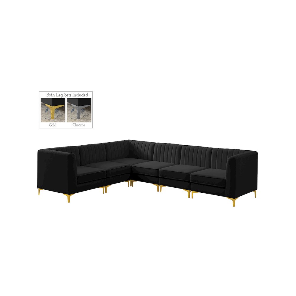 Alina Black Velvet Modular Sectional