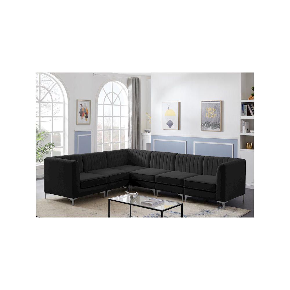Alina Black Velvet Modular Sectional