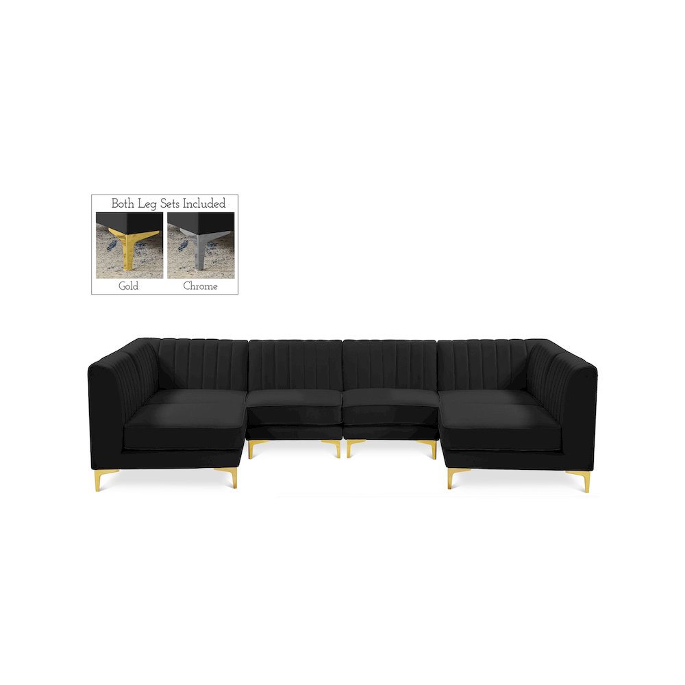Alina Black Velvet Modular Sectional