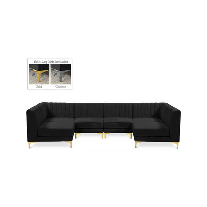 Alina Black Velvet Modular Sectional