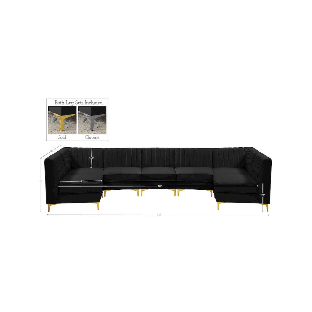 Alina Black Velvet Modular Sectional