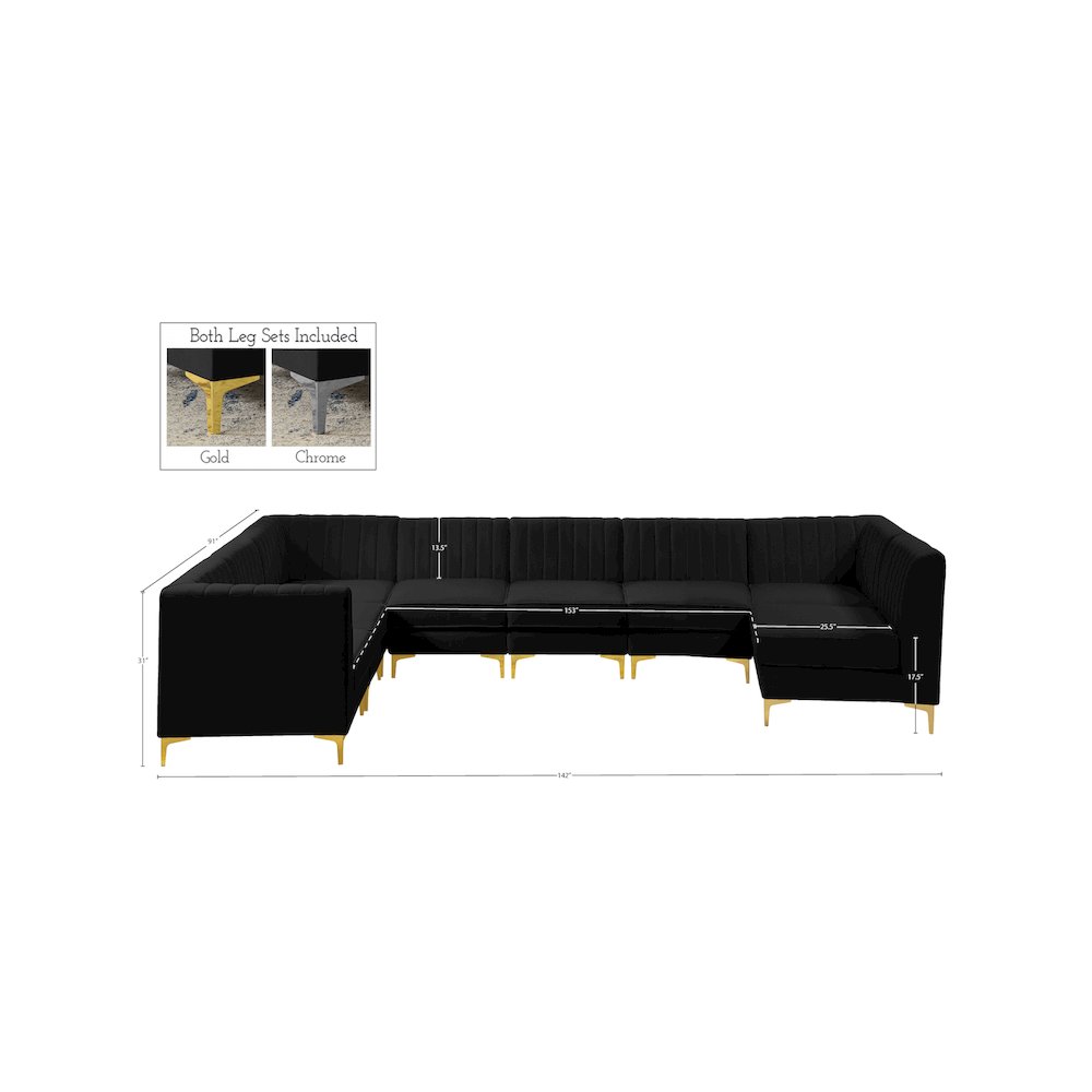 Alina Black Velvet Modular Sectional