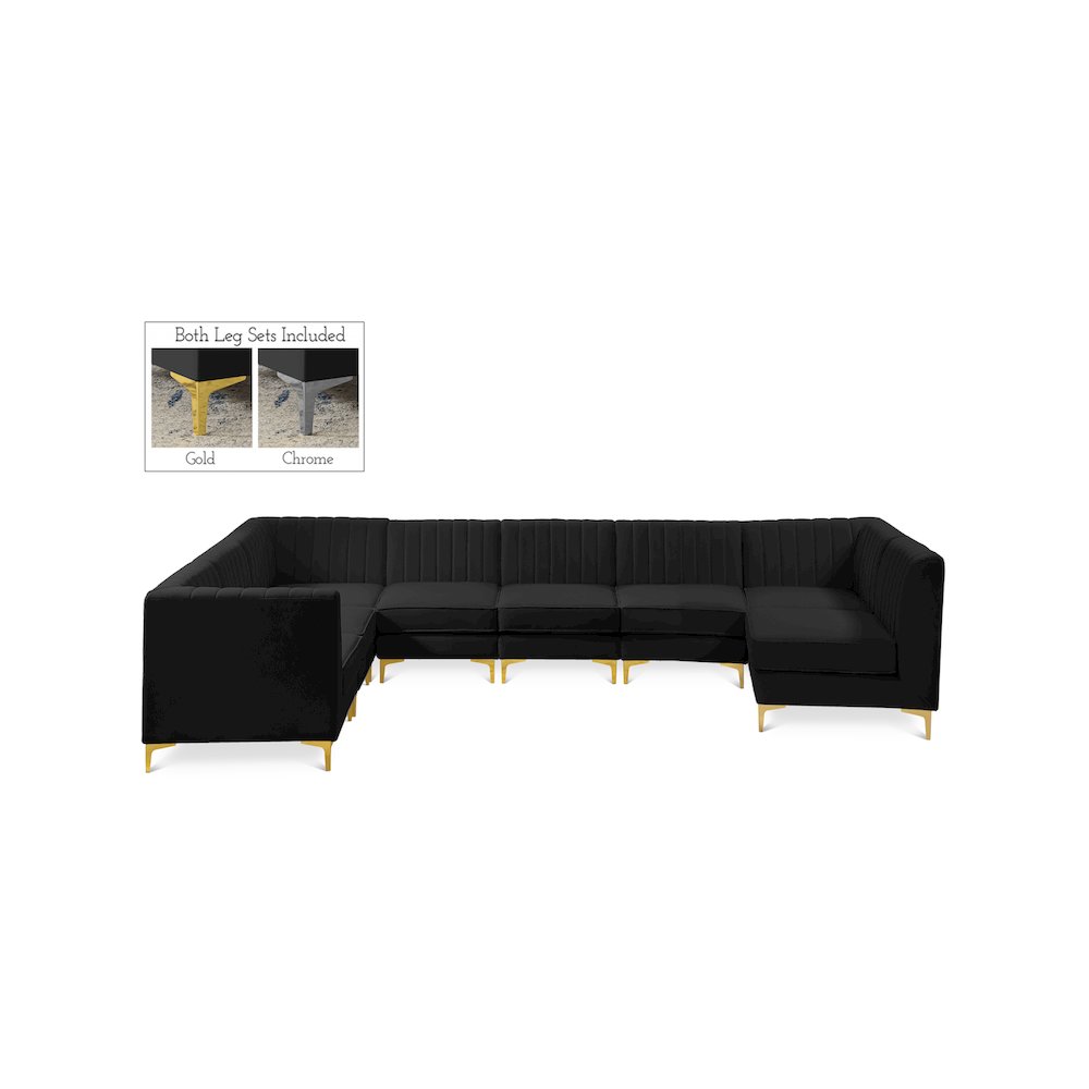 Alina Black Velvet Modular Sectional