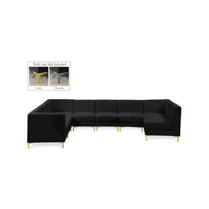 Alina Black Velvet Modular Sectional