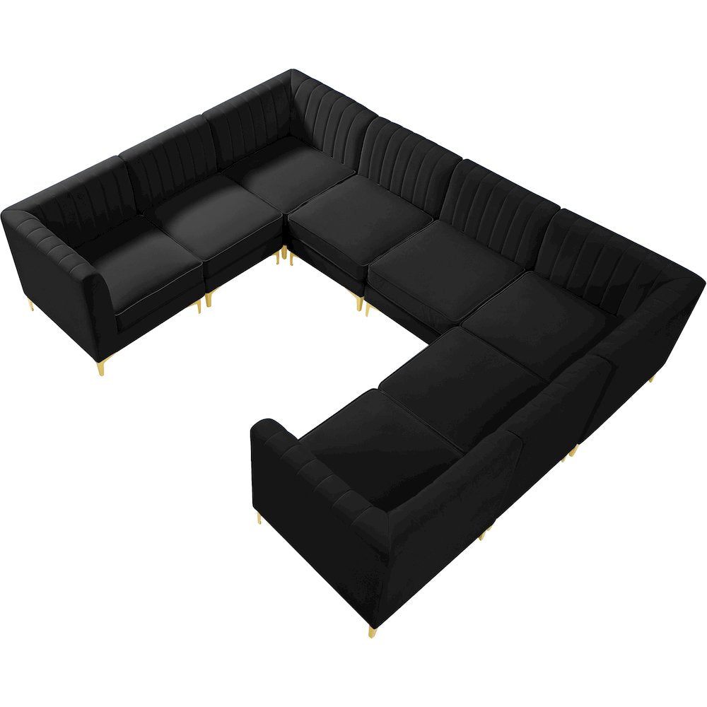 Alina Black Velvet Modular Sectional