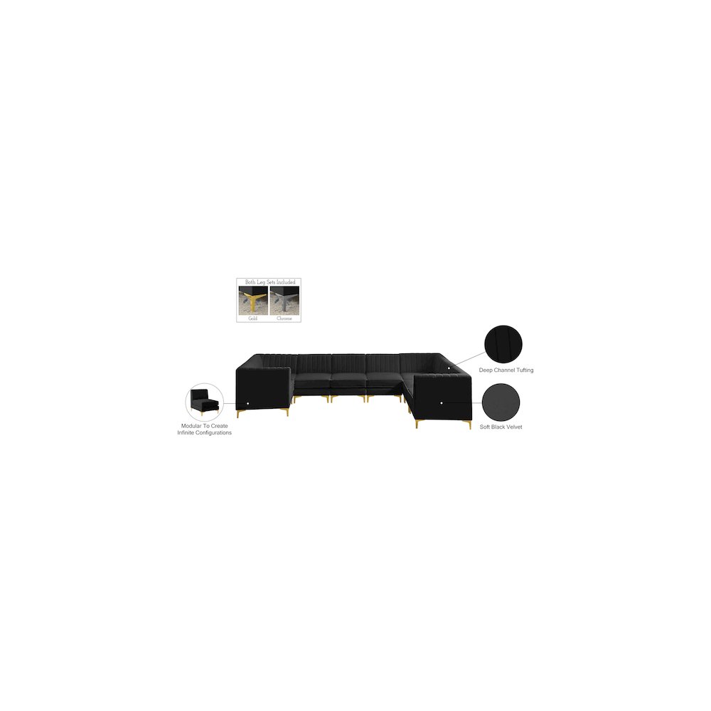 Alina Black Velvet Modular Sectional