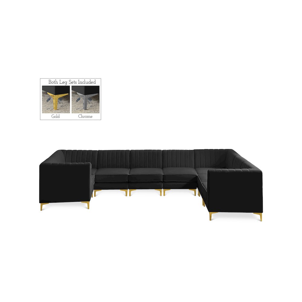 Alina Black Velvet Modular Sectional