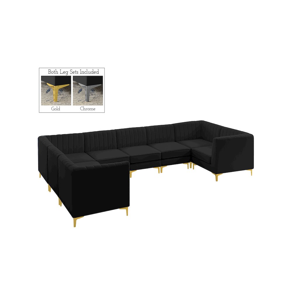 Alina Black Velvet Modular Sectional