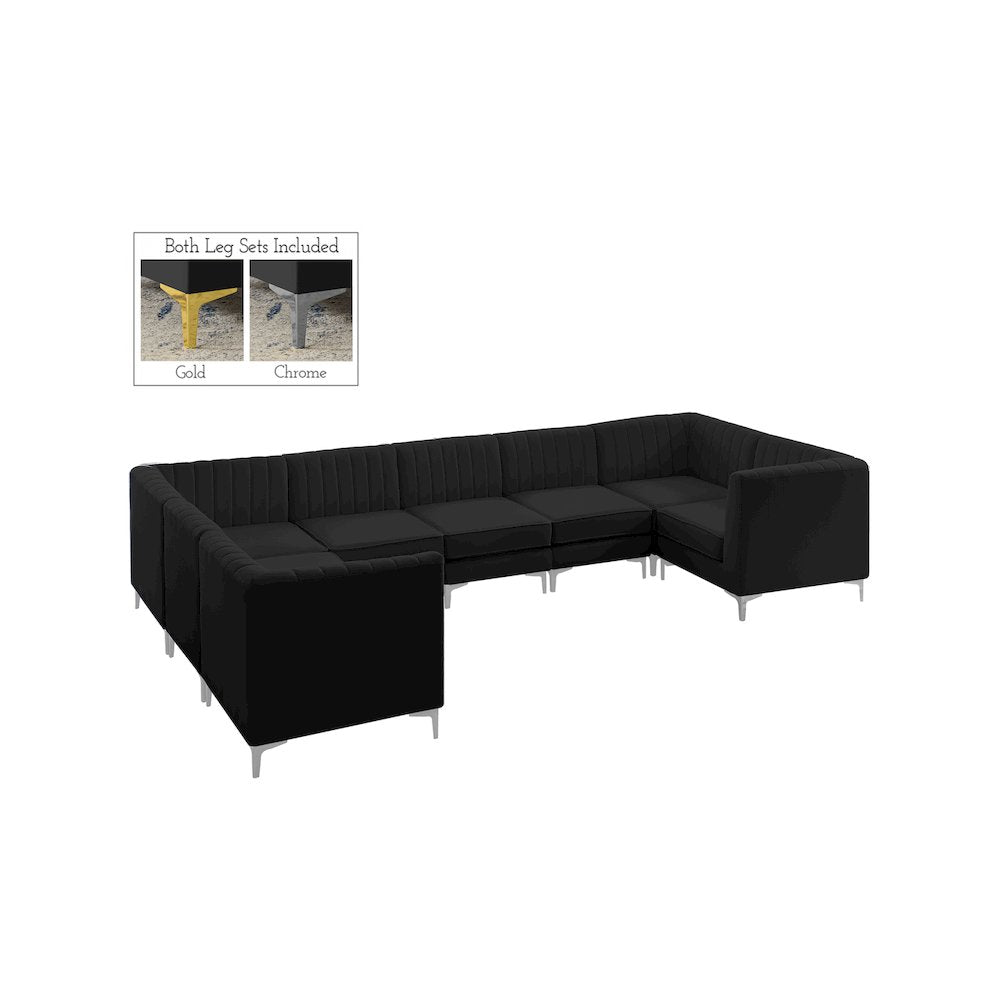 Alina Black Velvet Modular Sectional