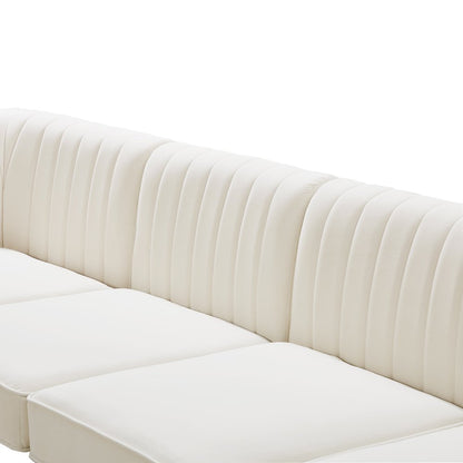 Alina Cream Velvet Armless Chair