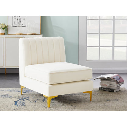 Alina Cream Velvet Armless Chair