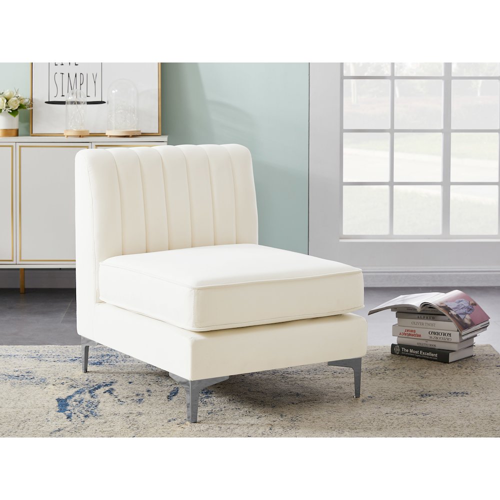 Alina Cream Velvet Armless Chair