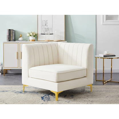 Alina Cream Velvet Corner Chair