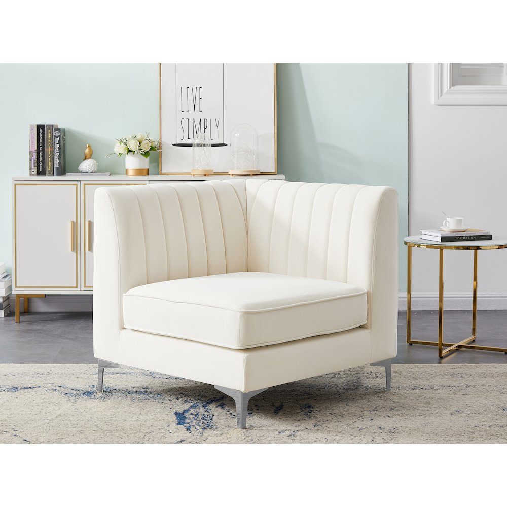 Alina Cream Velvet Corner Chair