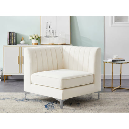 Alina Cream Velvet Corner Chair