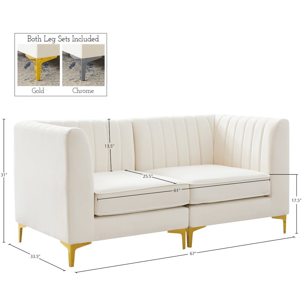 Alina Cream Velvet Modular Sofa