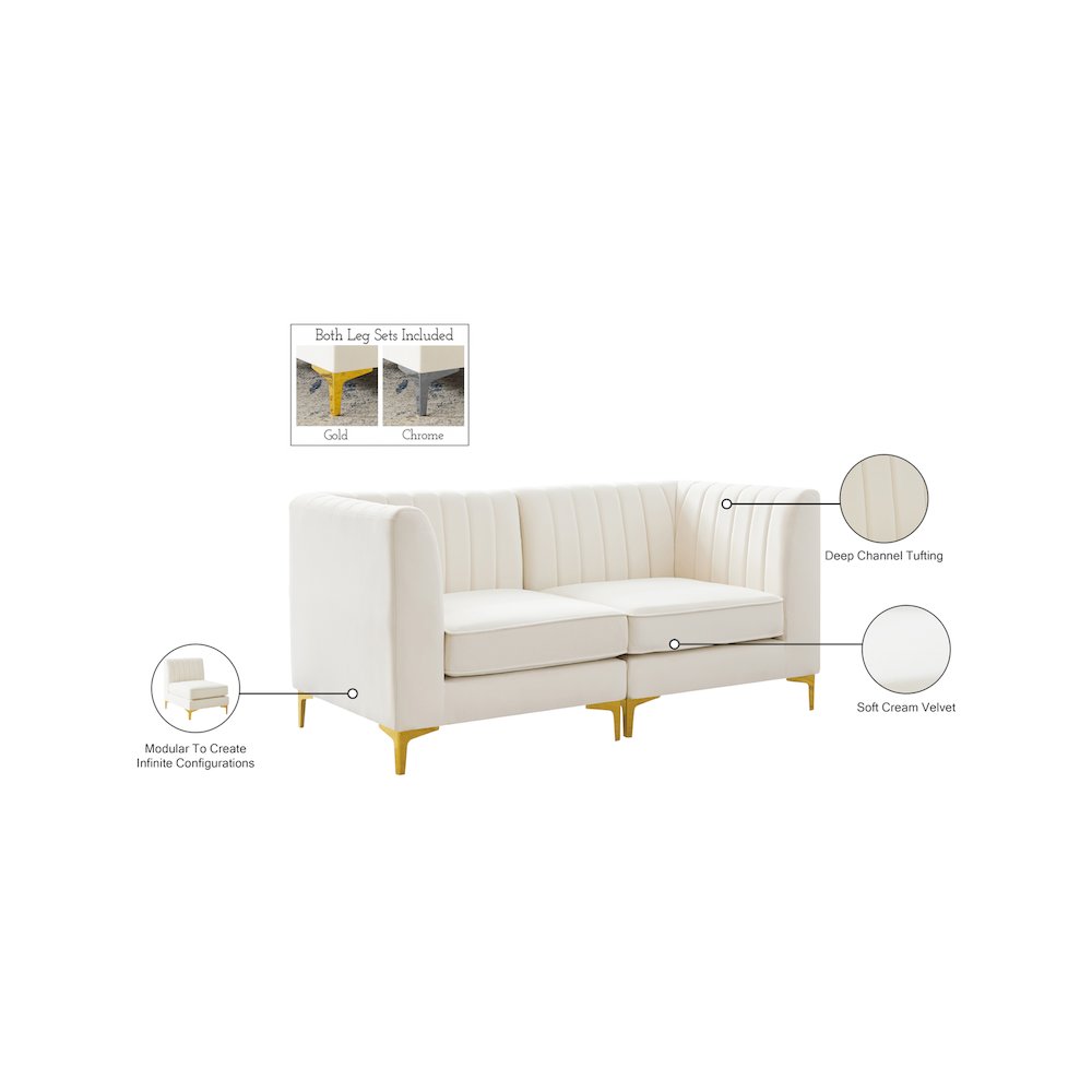 Alina Cream Velvet Modular Sofa