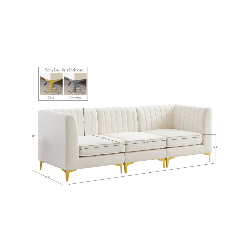 Alina Cream Velvet Modular Sofa