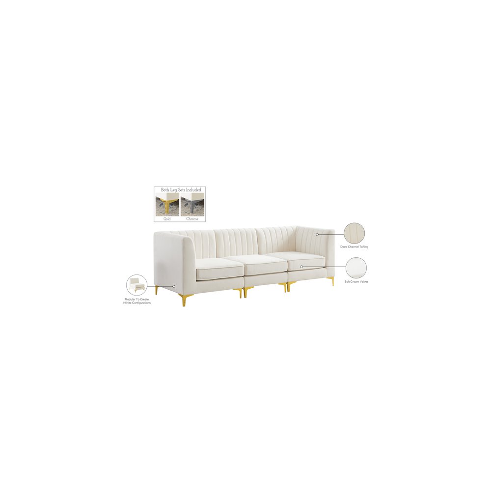 Alina Cream Velvet Modular Sofa