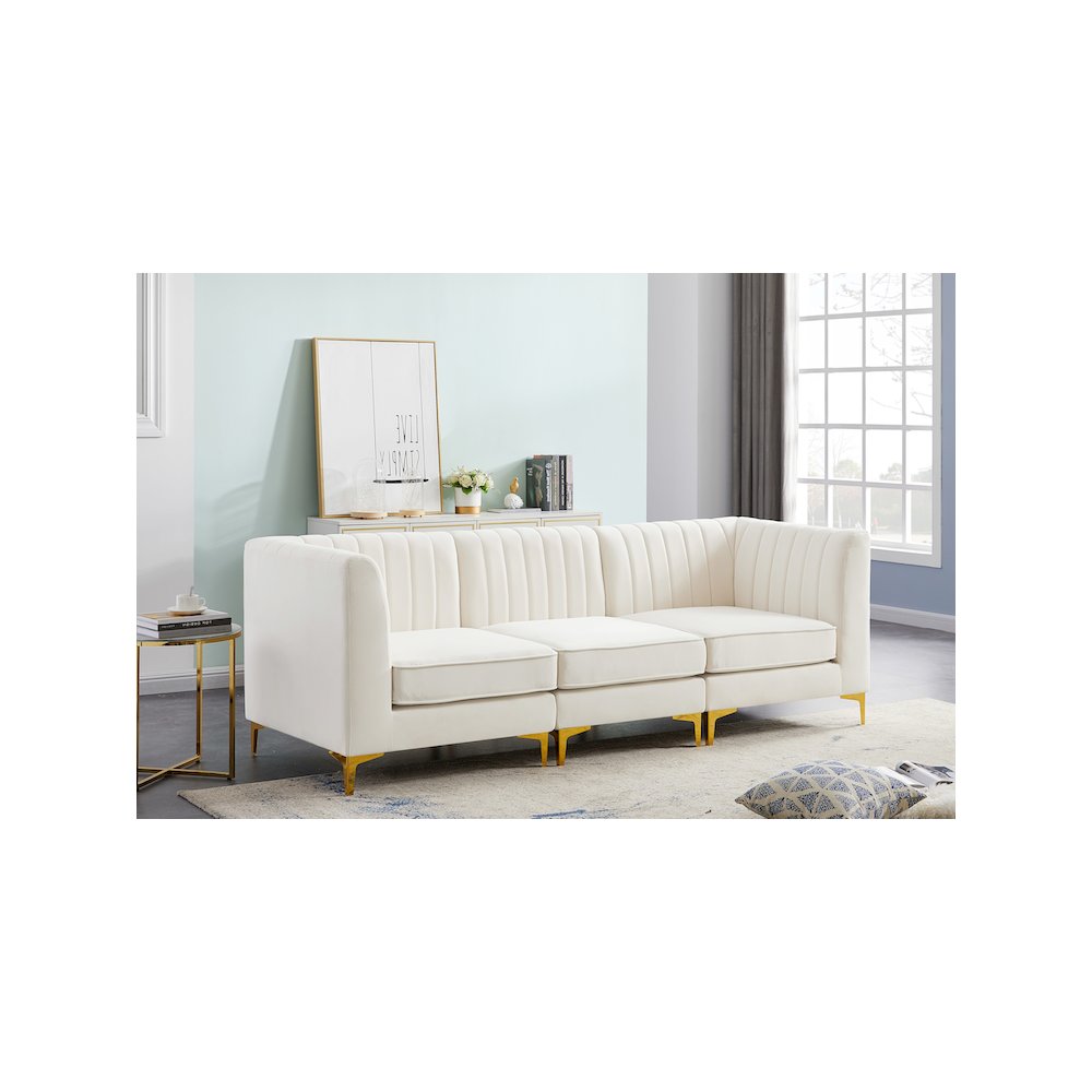 Alina Cream Velvet Modular Sofa