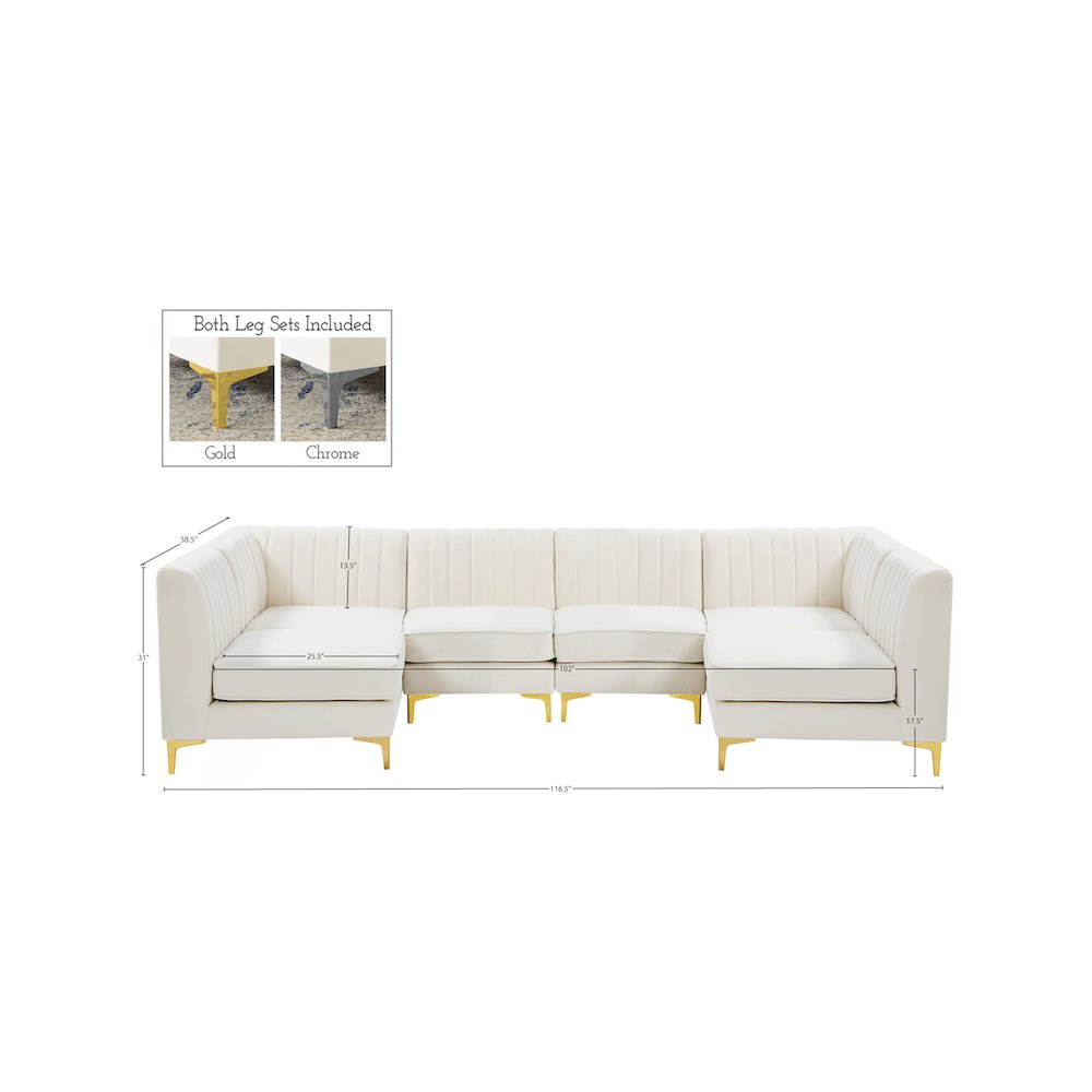 Alina Cream Velvet Modular Sectional