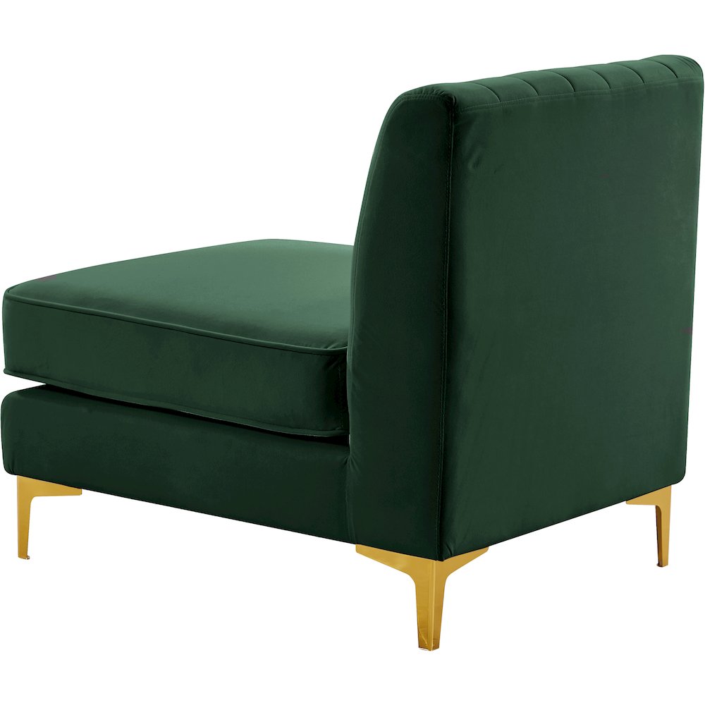 Alina Green Velvet Armless Chair