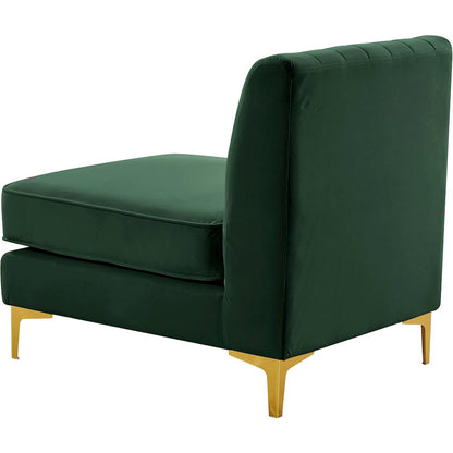 Alina Green Velvet Armless Chair