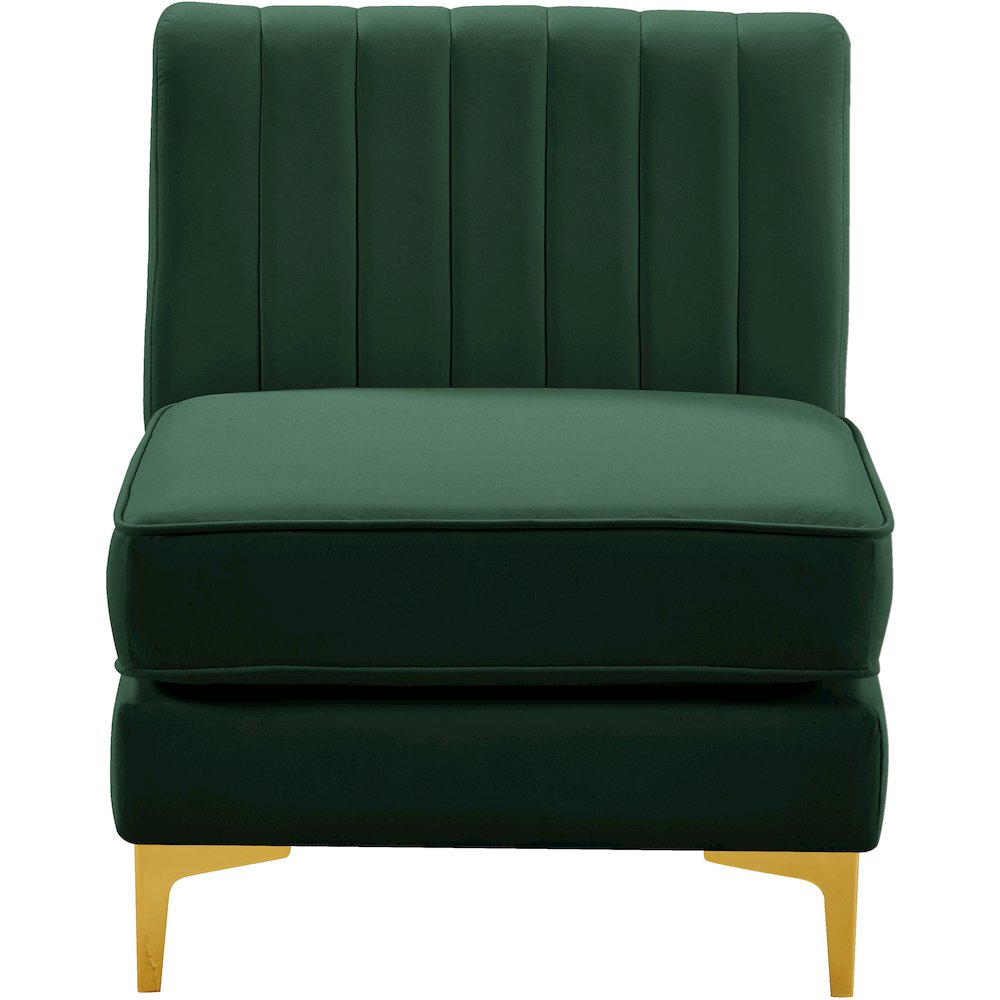 Alina Green Velvet Armless Chair