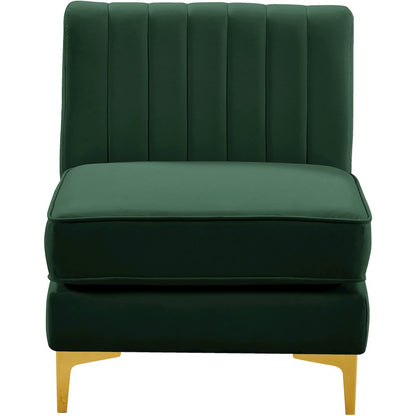 Alina Green Velvet Armless Chair