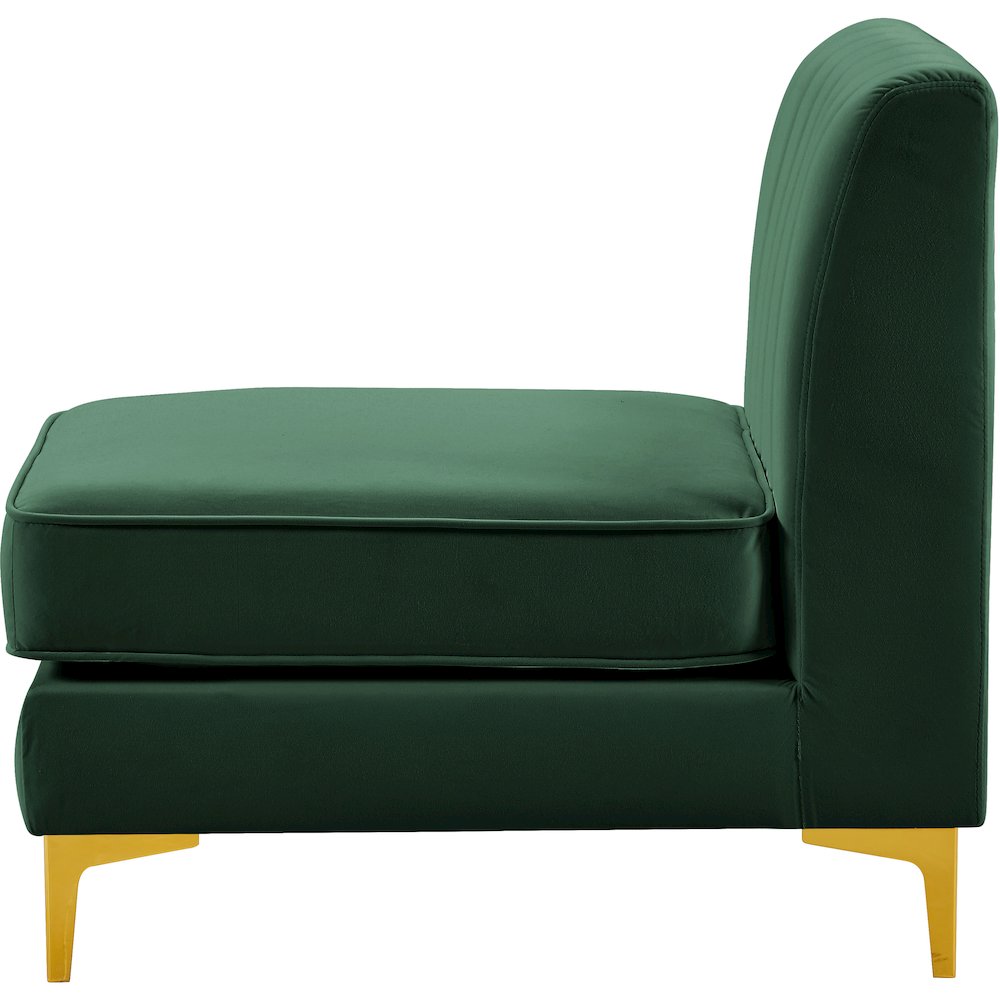 Alina Green Velvet Armless Chair