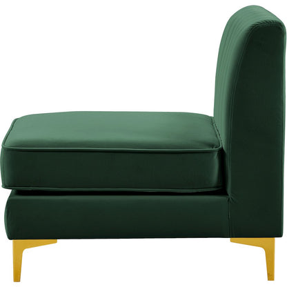 Alina Green Velvet Armless Chair