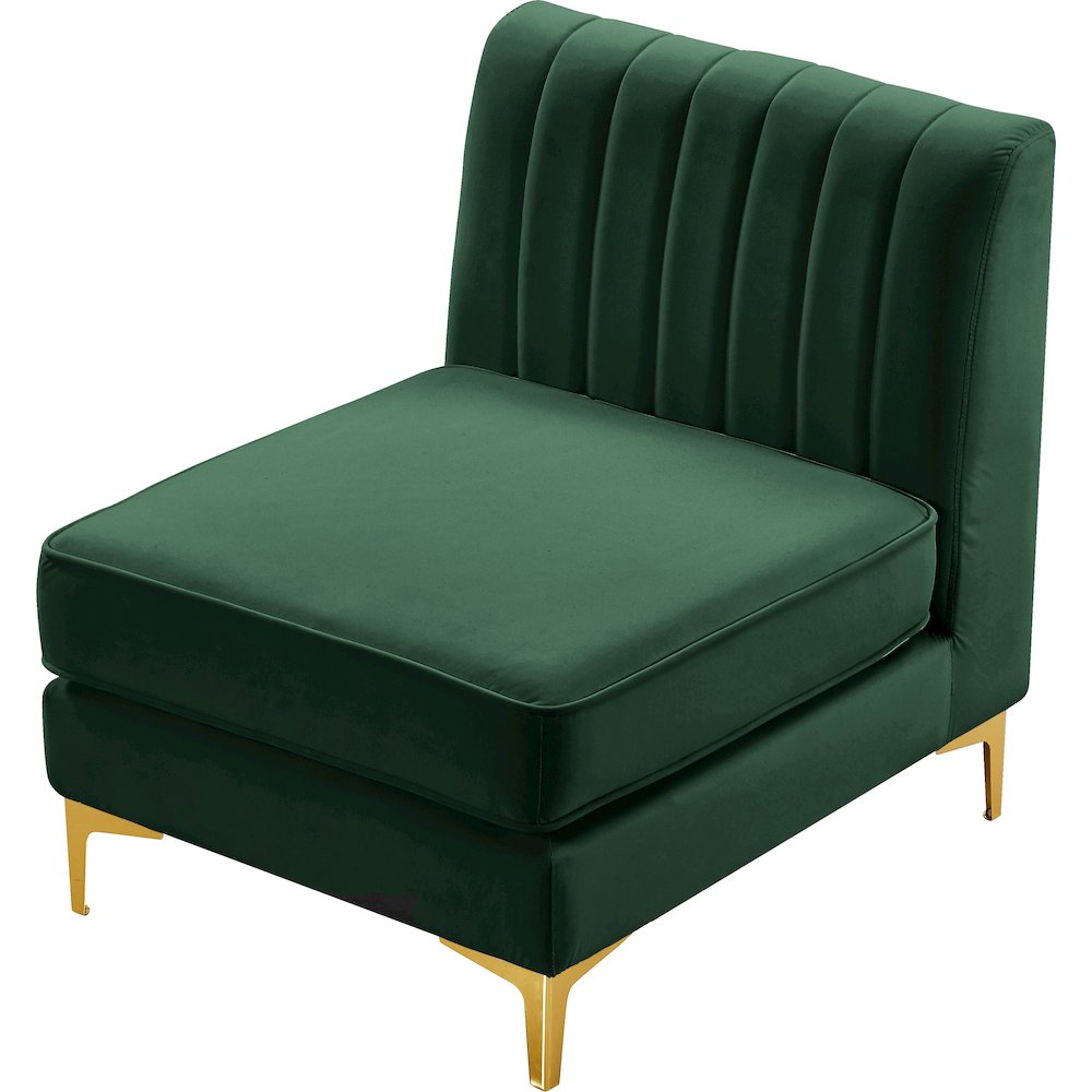 Alina Green Velvet Armless Chair