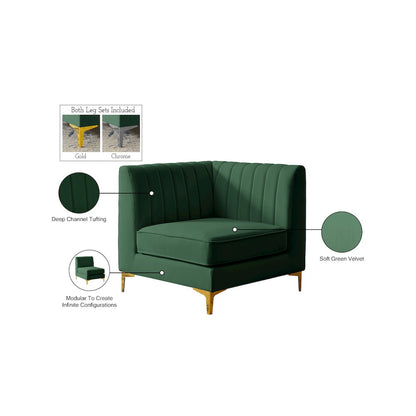 Alina Green Velvet Corner Chair
