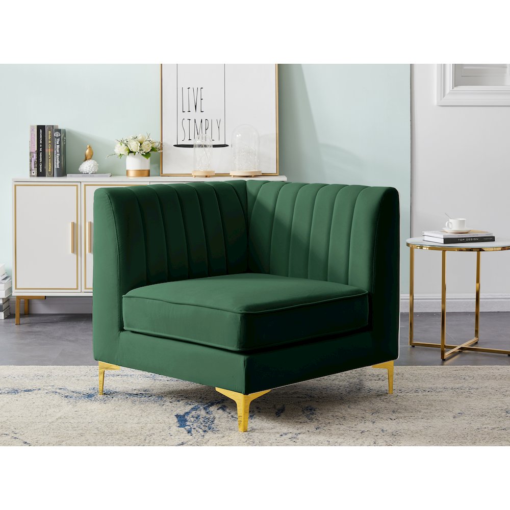 Alina Green Velvet Corner Chair