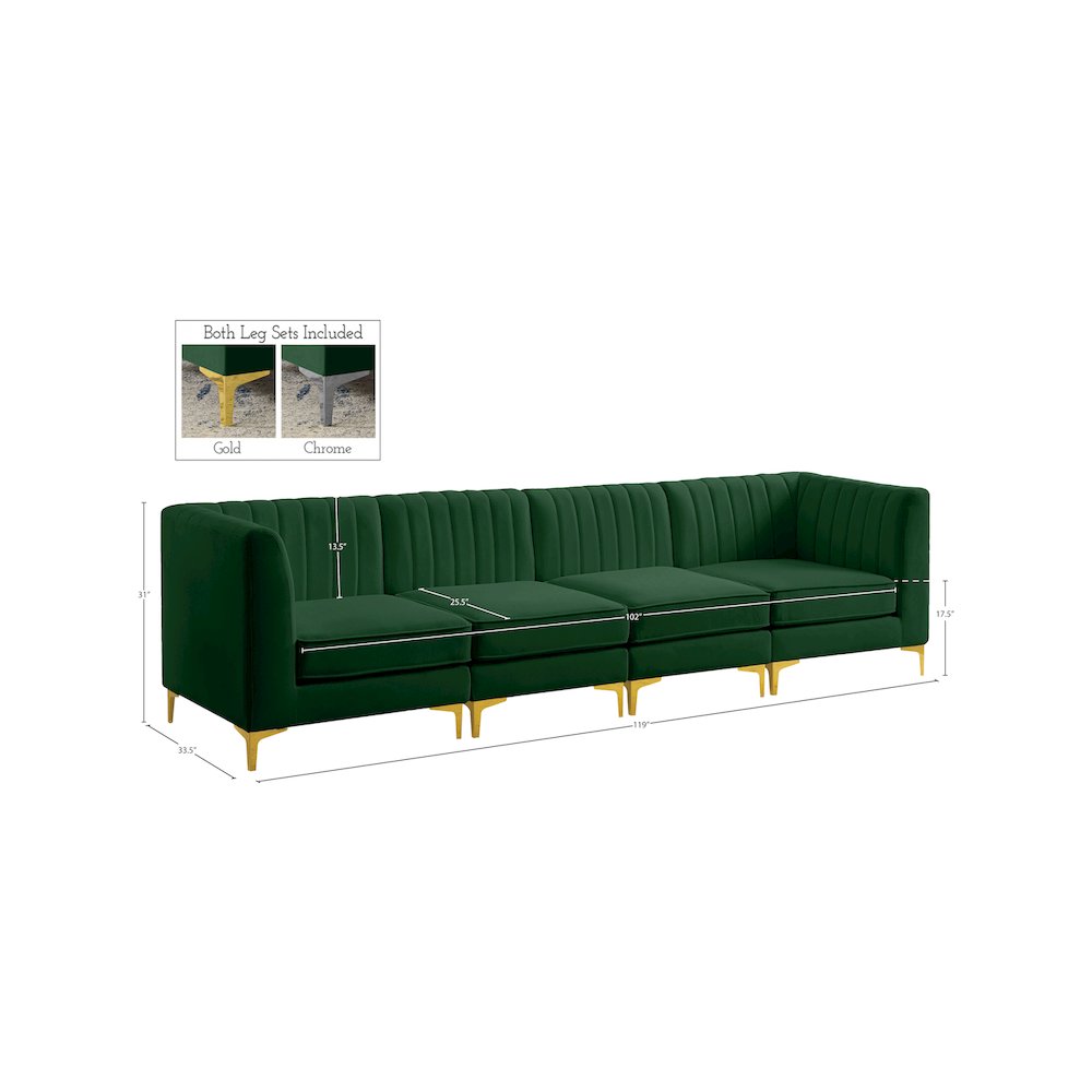 Alina Green Velvet Modular Sofa