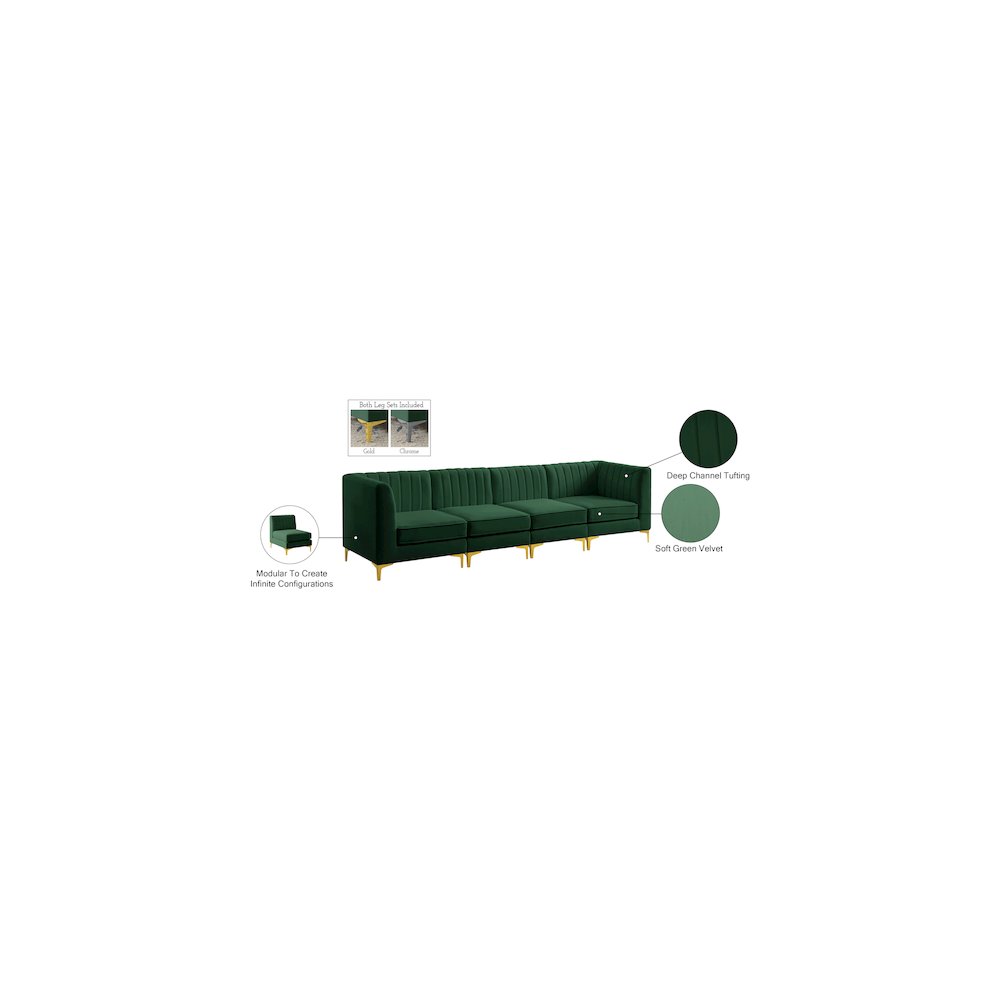 Alina Green Velvet Modular Sofa