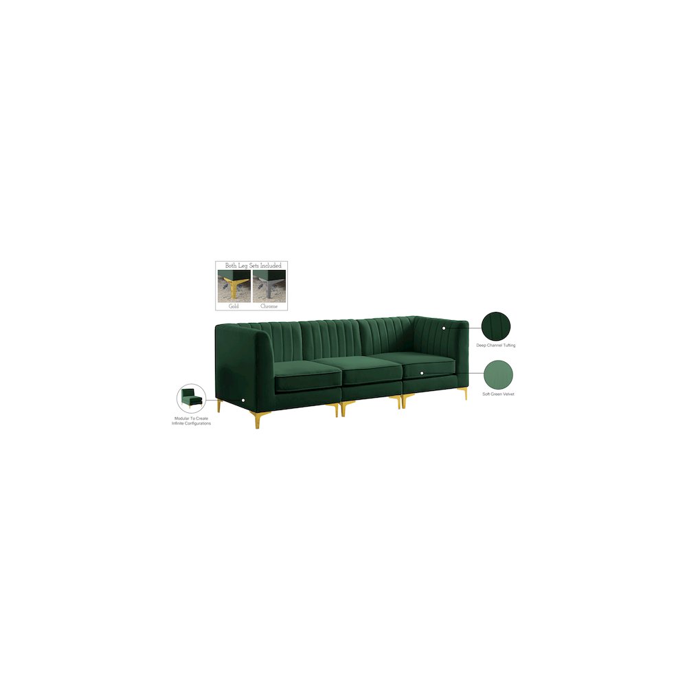 Alina Green Velvet Modular Sofa