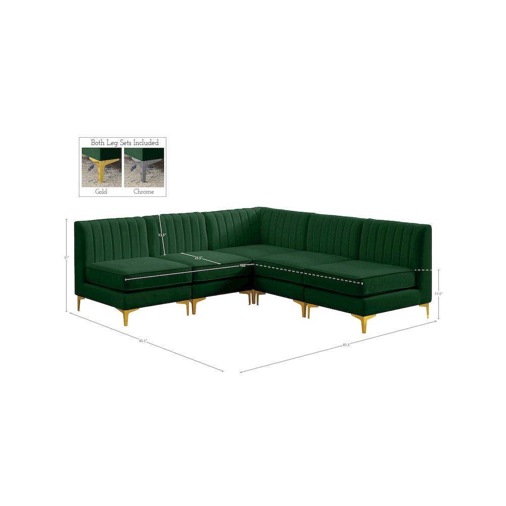 Alina Green Velvet Modular Sectional