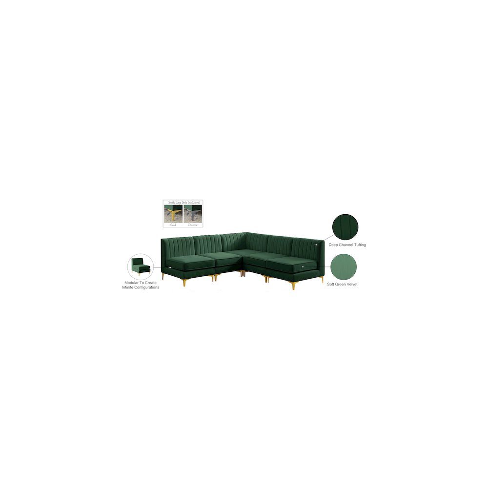 Alina Green Velvet Modular Sectional